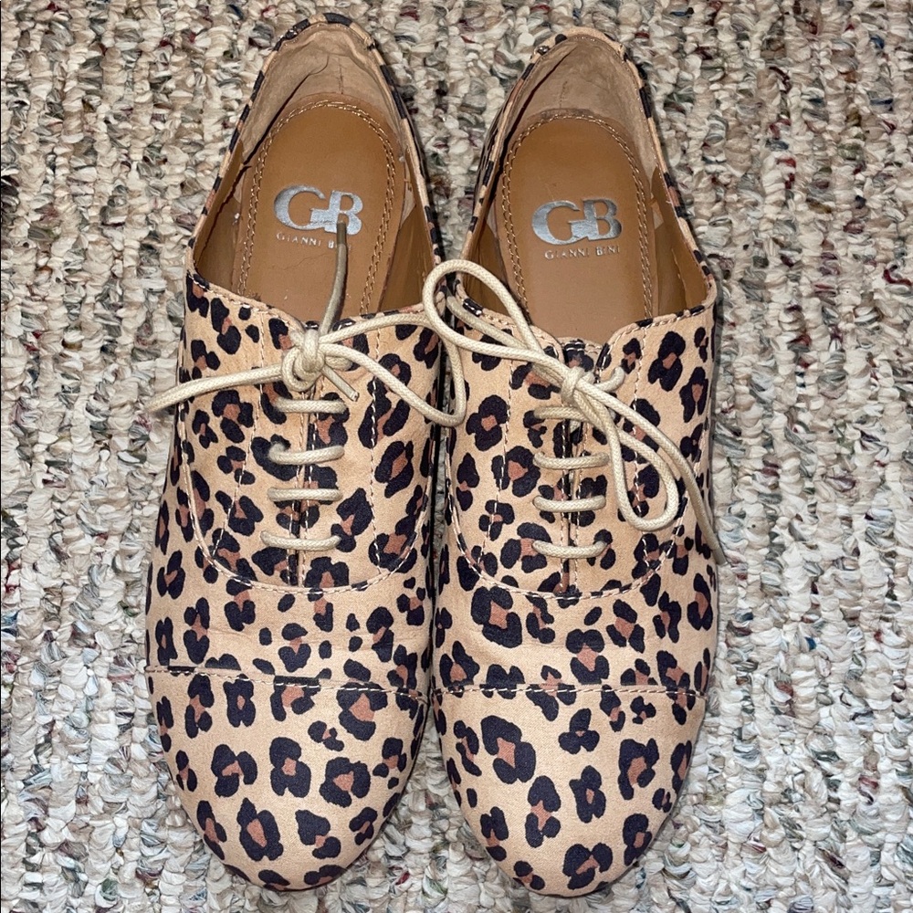 Gianni Bini Animal Print Lace-Up Oxfords